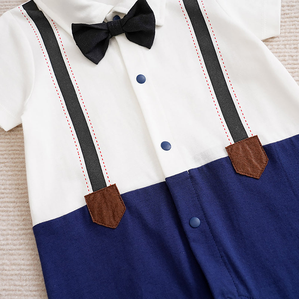 Boys Shirt Collar Cotton Rompers