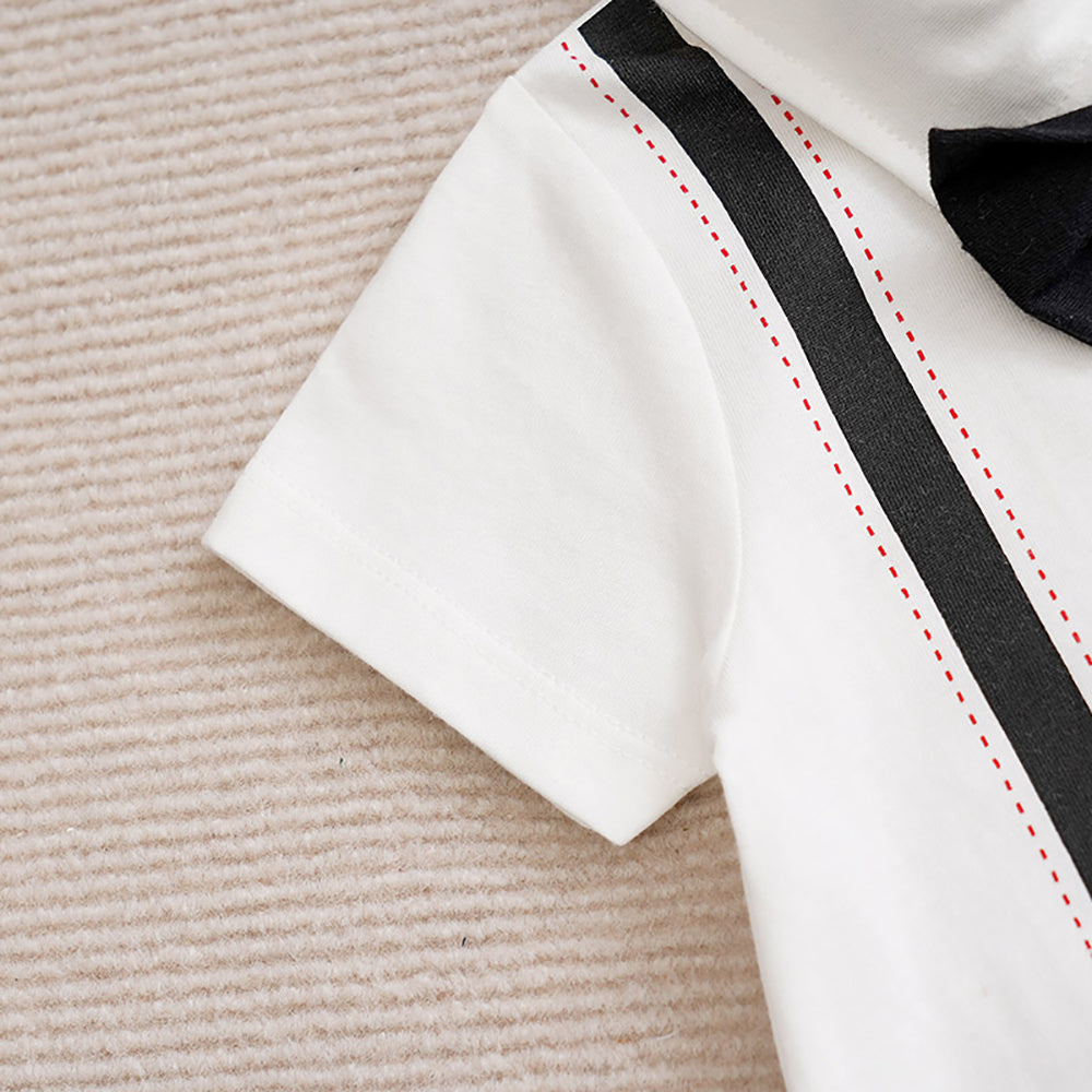 Boys Shirt Collar Cotton Rompers