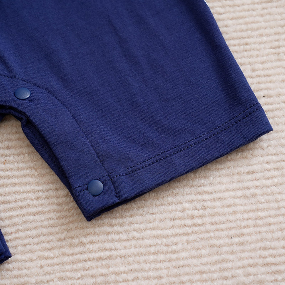 Boys Shirt Collar Cotton Rompers