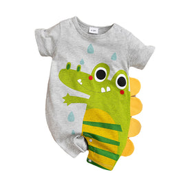 Grey Infants Boys Printed Cotton Rompers