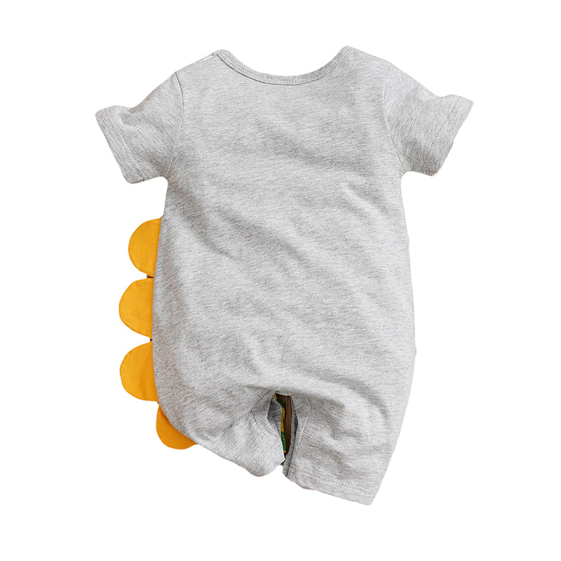 Grey Infants Boys Printed Cotton Rompers