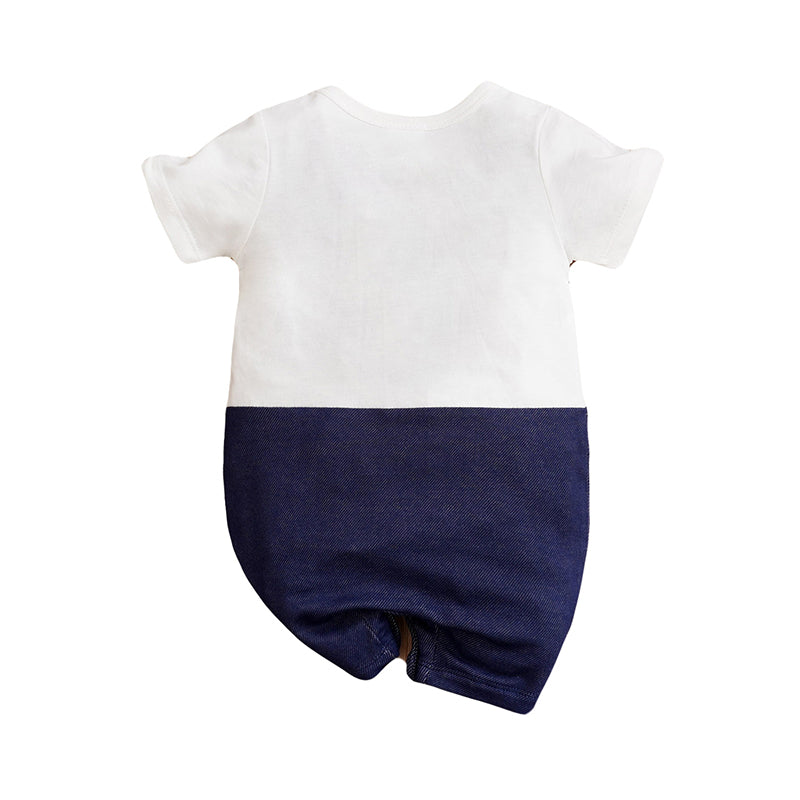Infant Blue & White Cotton Rompers
