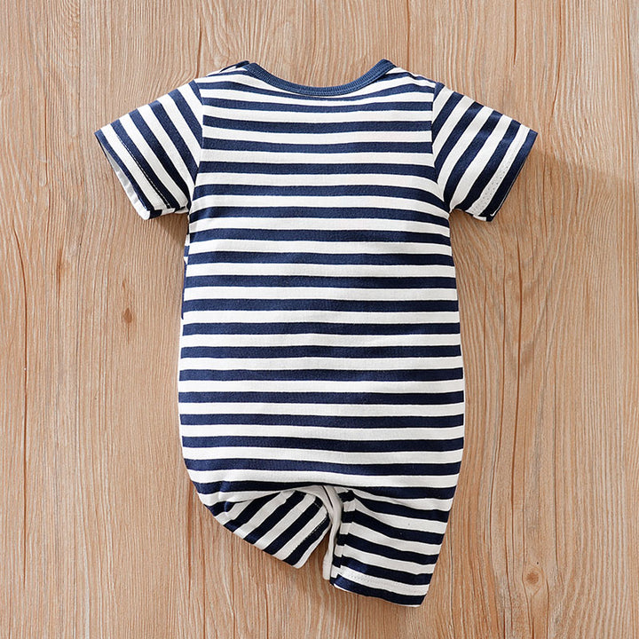 Infant Boys Striped Cotton Rompers