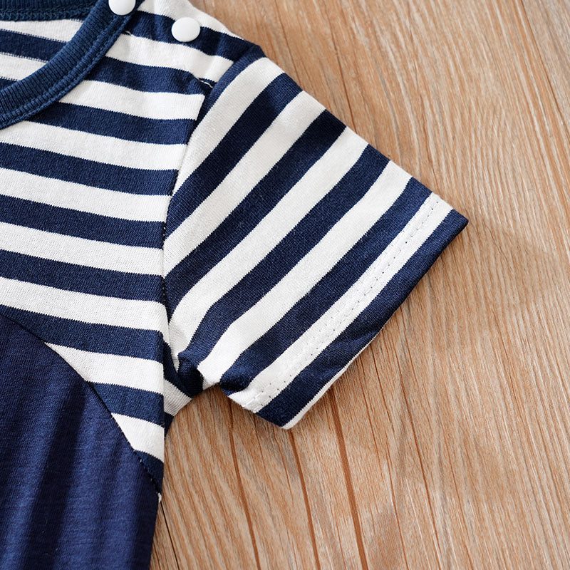 Infant Boys Striped Cotton Rompers
