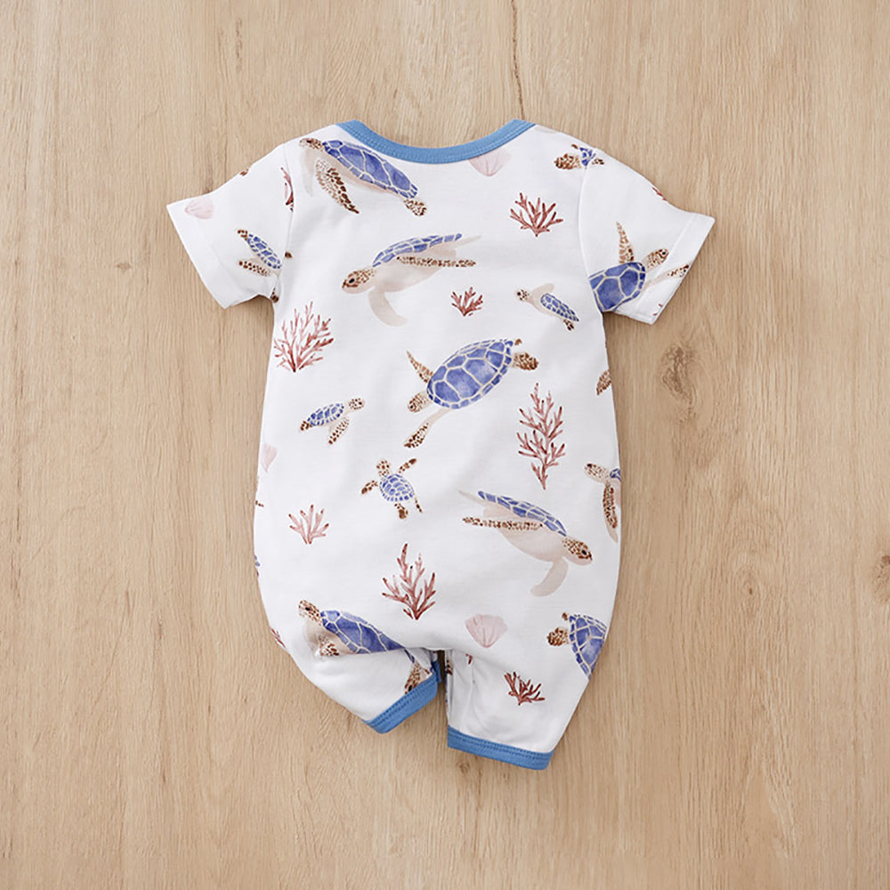 Boys Printed Round Neck Rompers