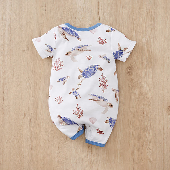 Boys Printed Round Neck Rompers