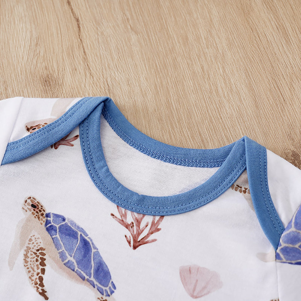 Boys Printed Round Neck Rompers