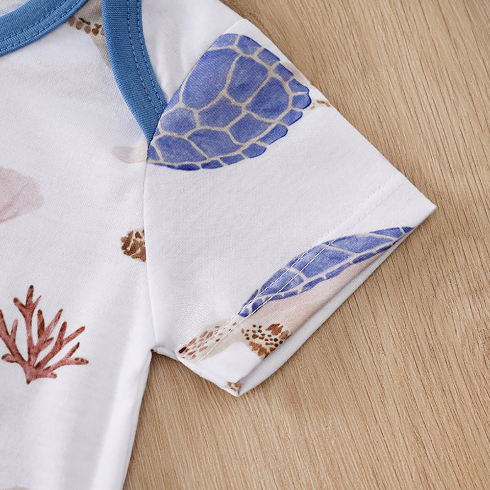 Boys Printed Round Neck Rompers