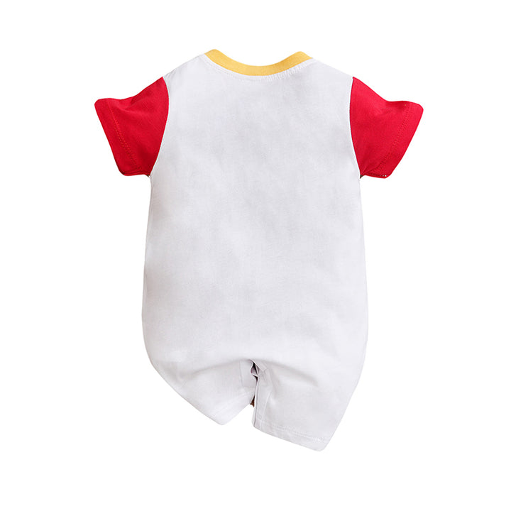 Infants White Printed Cotton Romper