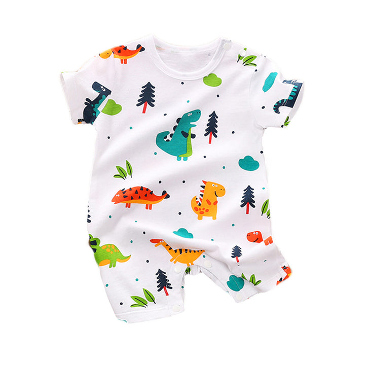Infants Boys White Printed Cotton Rompers