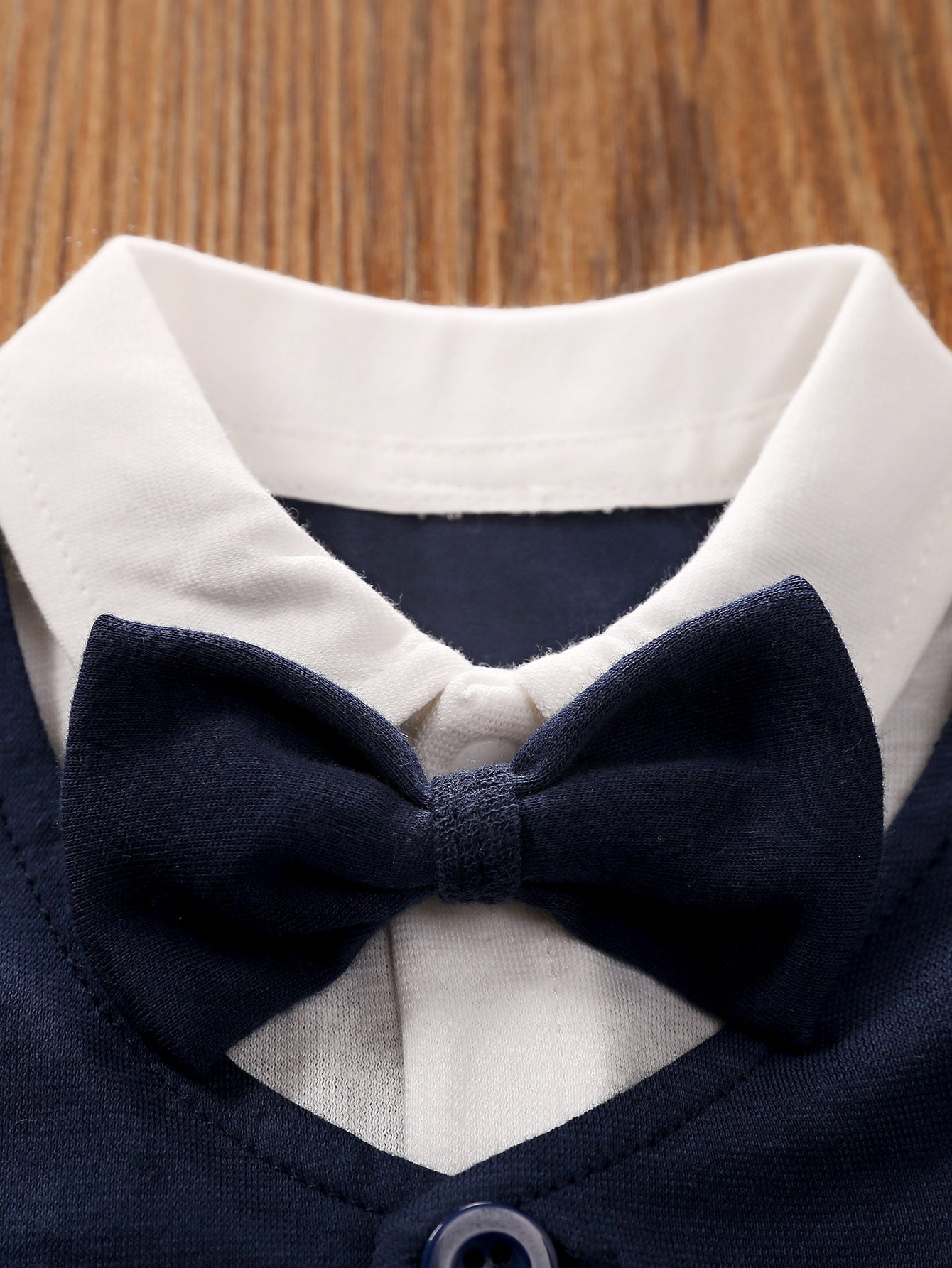 Navy Blue Infants Boys Checked Cotton Rompers