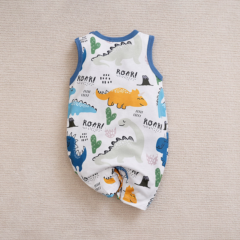 Boys Graphic Printed Round Neck Cotton Rompers