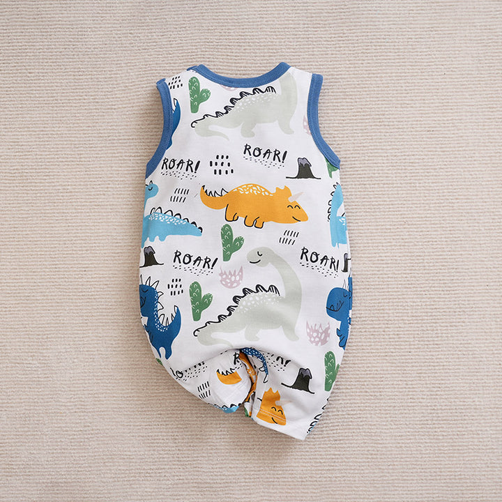 Boys Graphic Printed Round Neck Cotton Rompers