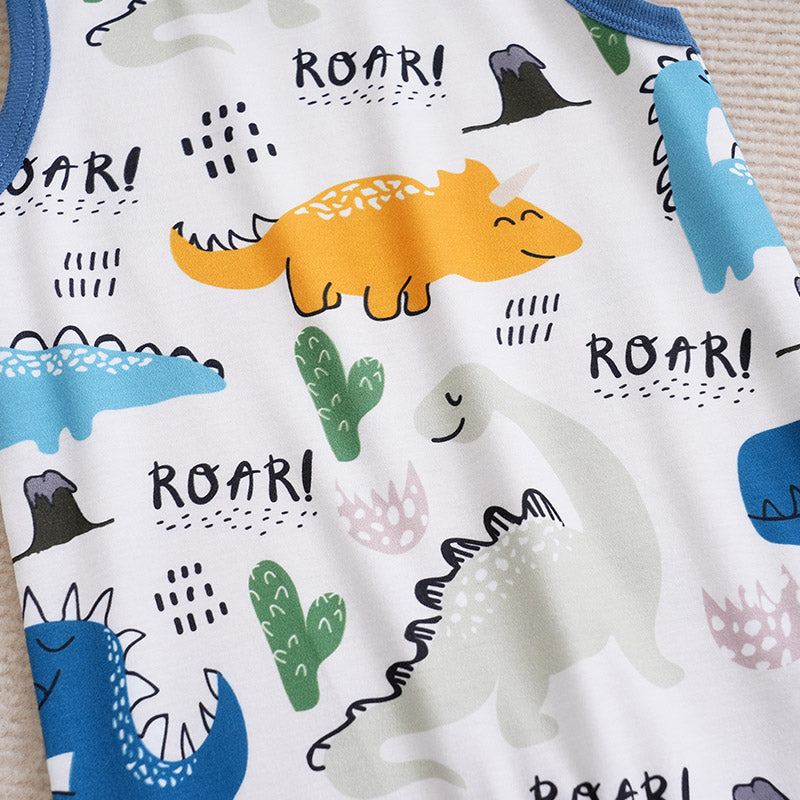 Boys Graphic Printed Round Neck Cotton Rompers