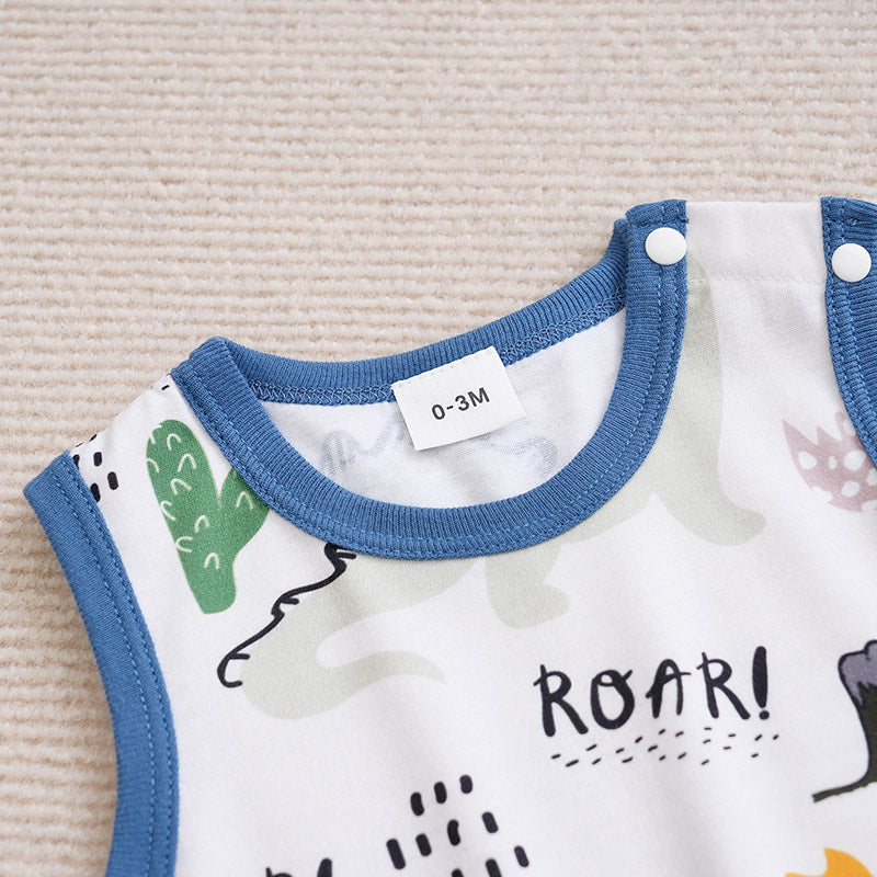 Boys Graphic Printed Round Neck Cotton Rompers