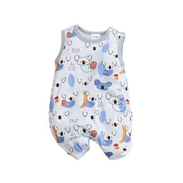 Infant Boys Printed Envelop Neck Cotton Rompers
