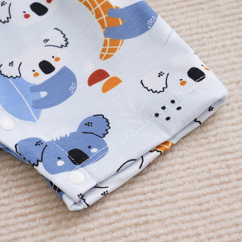 Infant Boys Printed Envelop Neck Cotton Rompers