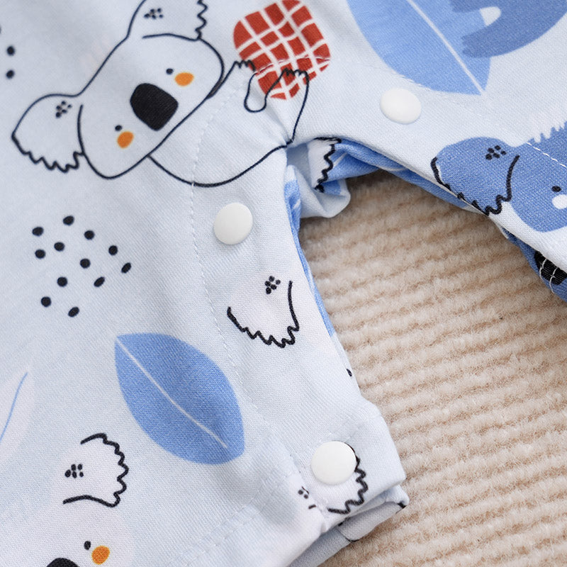 Infant Boys Printed Envelop Neck Cotton Rompers