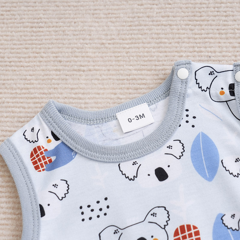 Infant Boys Printed Envelop Neck Cotton Rompers