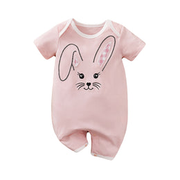 Infant Girls Pink Graphic Printed Cotton Rompers