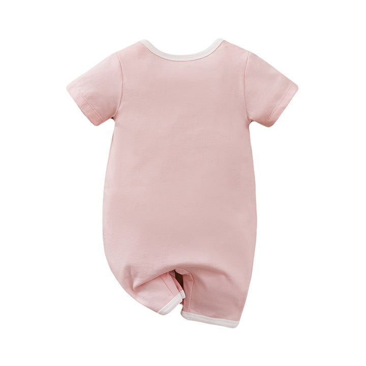 Infant Girls Pink Graphic Printed Cotton Rompers
