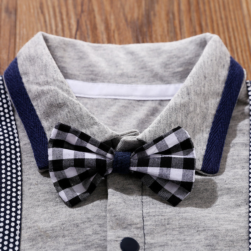Grey Kids Boys Cotton Bodysuit
