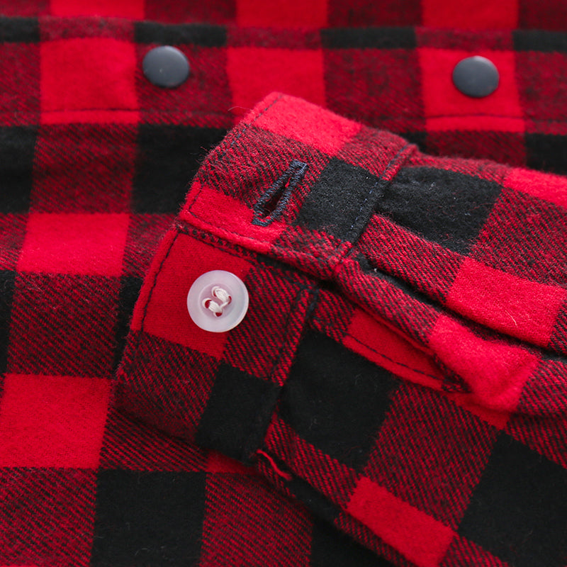 Infant Boys Red & Black Checked Cotton Romper