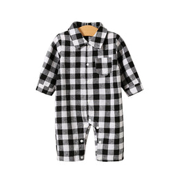 Infant Boys Checked Cotton Rompers