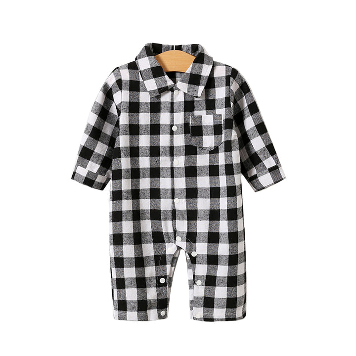 Infant Boys Checked Cotton Rompers