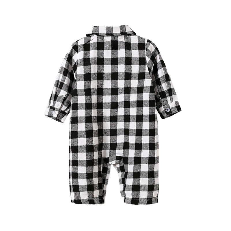 Infant Boys Checked Cotton Rompers