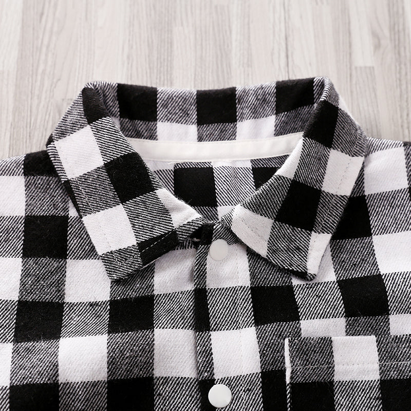 Infant Boys Checked Cotton Rompers