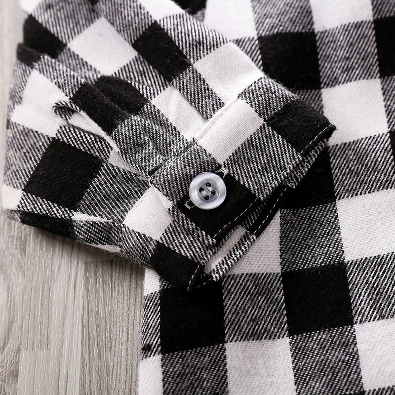 Infant Boys Checked Cotton Rompers