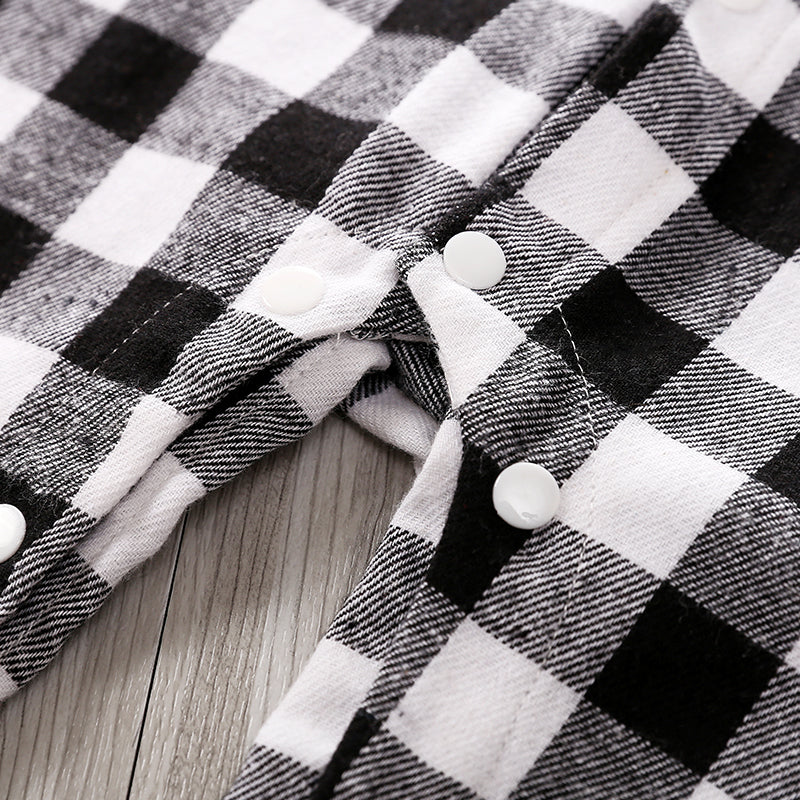 Infant Boys Checked Cotton Rompers