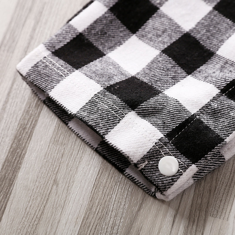 Infant Boys Checked Cotton Rompers