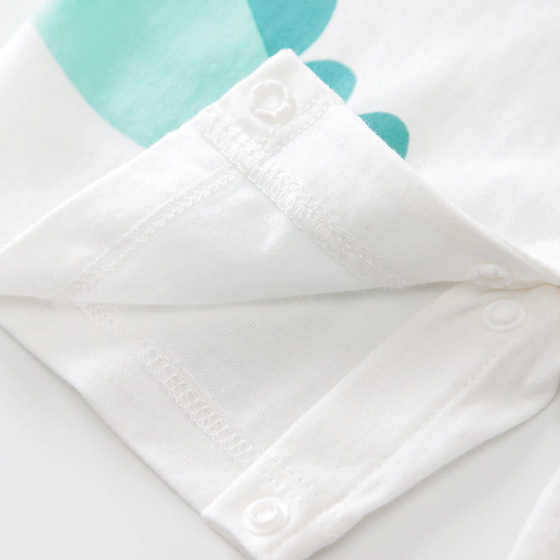 Infant Boys White Conversational Printed Cotton Rompers