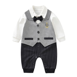 Infant Boys Striped Cotton Rompers