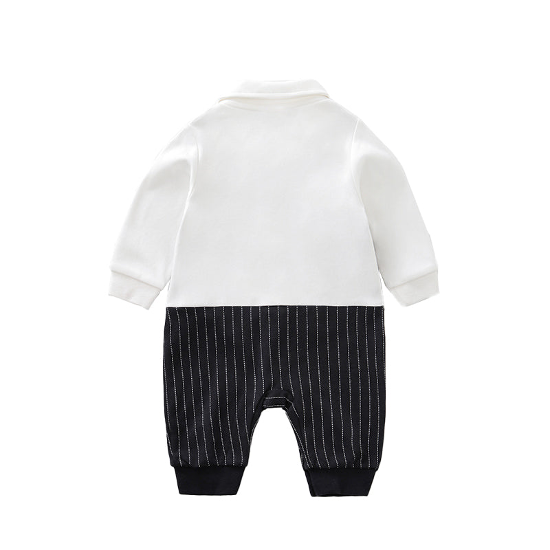 Infant Boys Striped Cotton Rompers