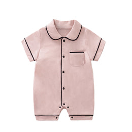 Infant Girls Pink Cotton Rompers