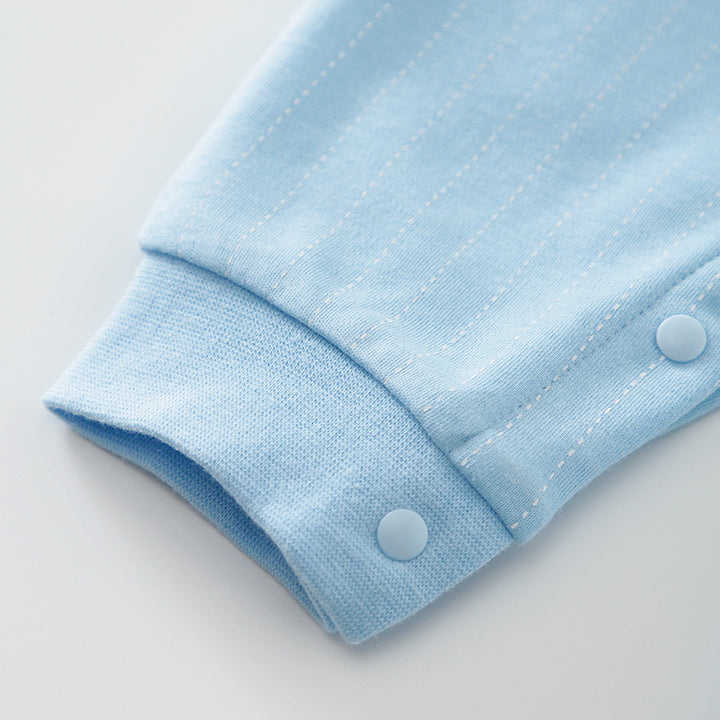Infant Boys Blue & White Shirt Collar Cotton Rompers