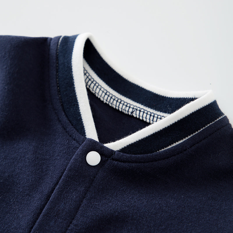 Infant Boys Navy Blue Colourblocked Cotton Romper