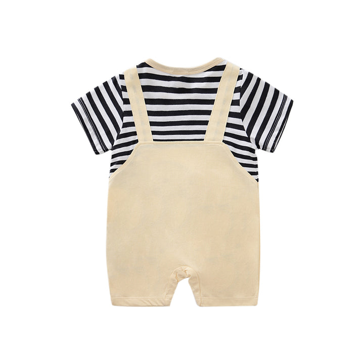 Infant Boys Yellow Printed Cotton Rompers