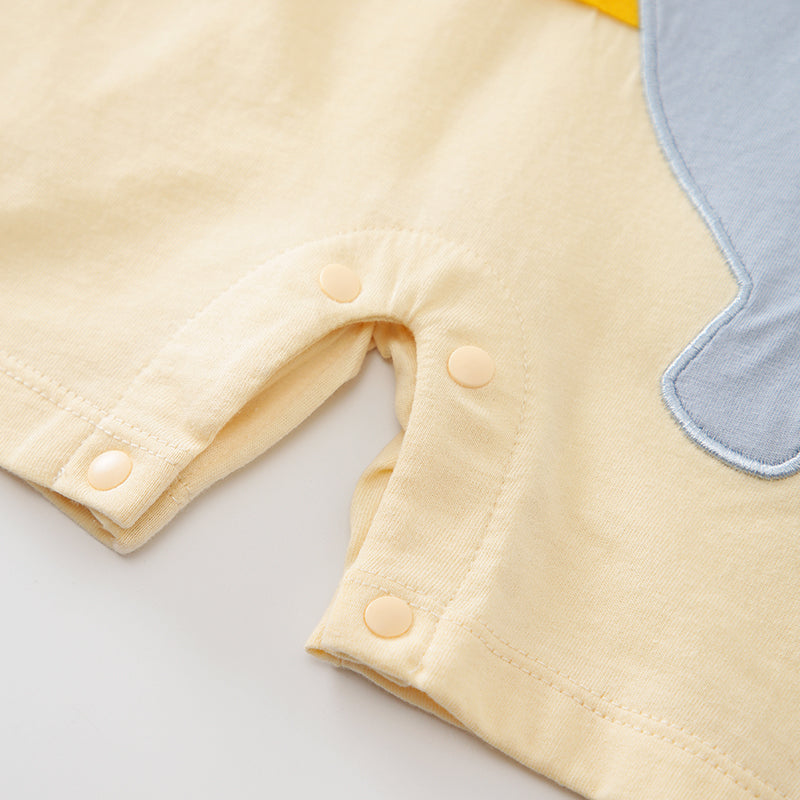 Infant Boys Yellow Printed Cotton Rompers