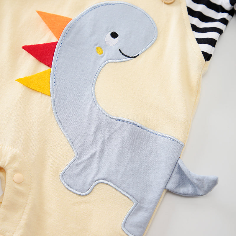 Infant Boys Yellow Printed Cotton Rompers