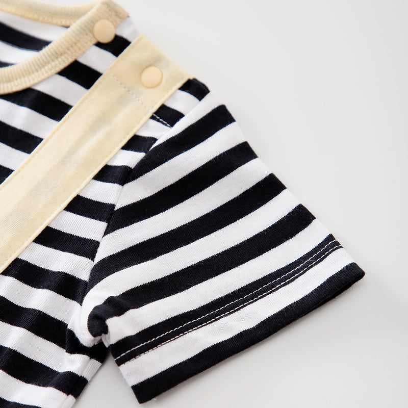 Infant Boys Yellow Printed Cotton Rompers