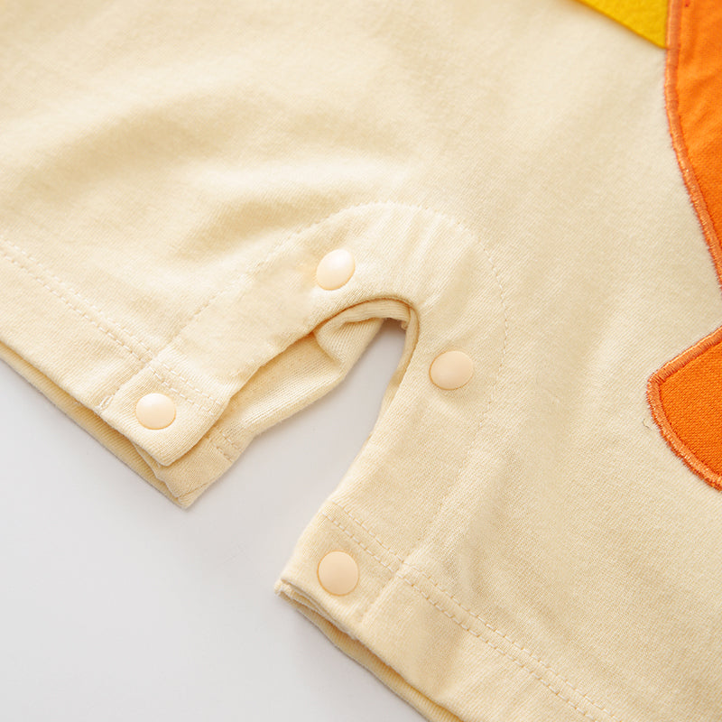 Infant Boys Beige Orange Striped Cotton Rompers