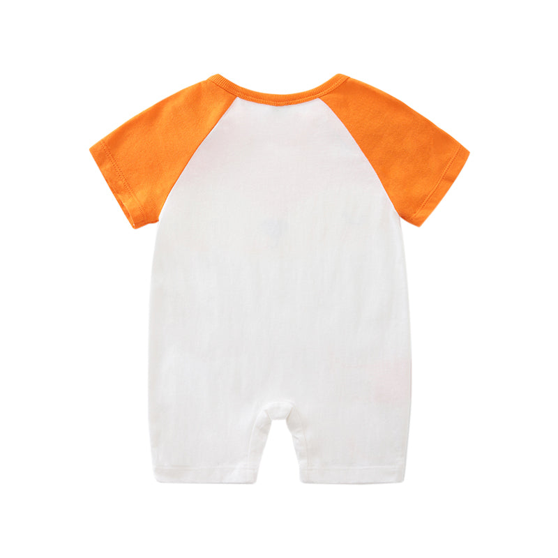 Infant Boys Orange Printed Pure Cotton Rompers