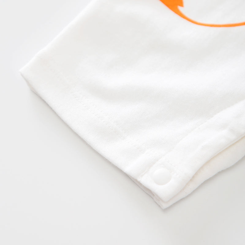 Infant Boys Orange Printed Pure Cotton Rompers