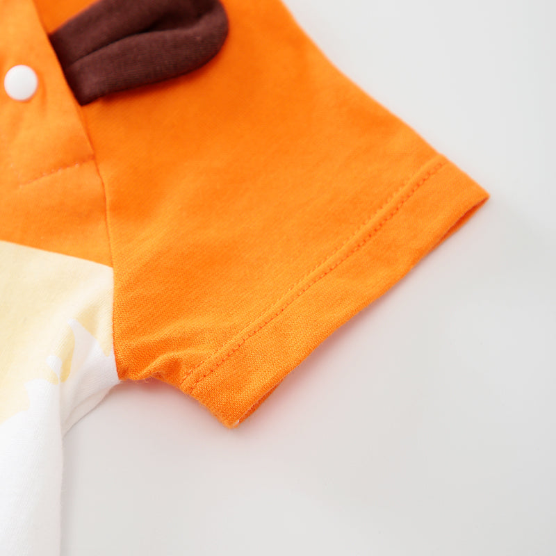 Infant Boys Orange Printed Pure Cotton Rompers