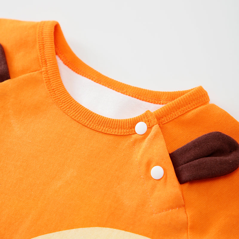 Infant Boys Orange Printed Pure Cotton Rompers