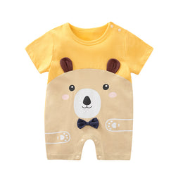 Infant Boys Yellow Printed Cotton Rompers